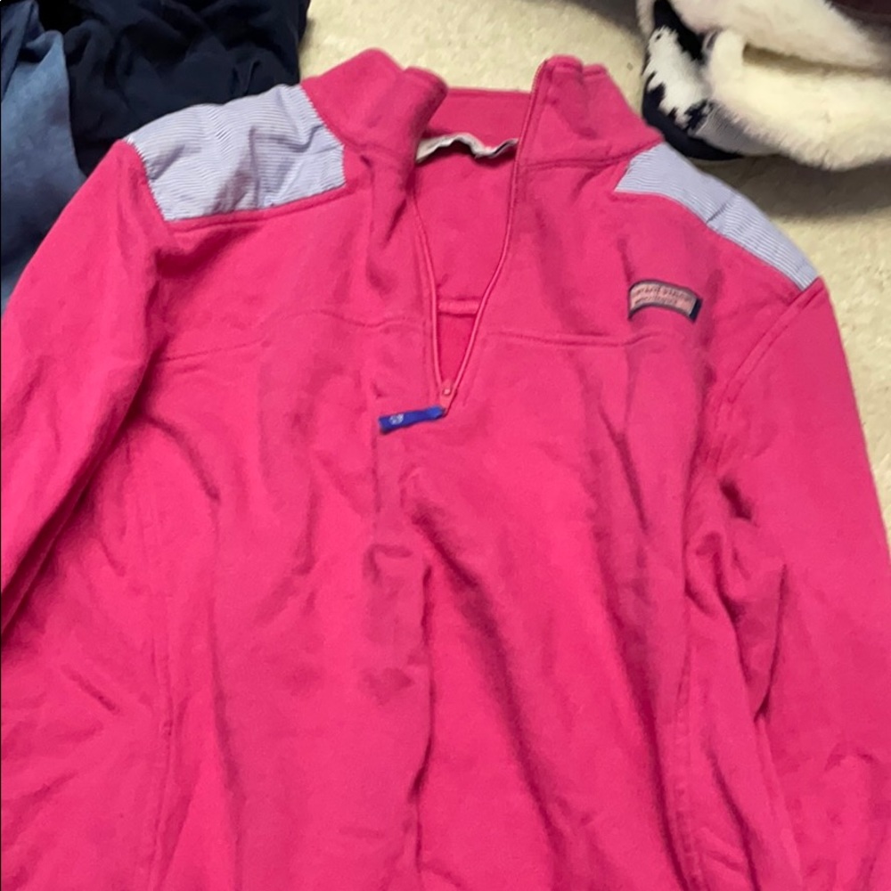 Vineyard Vines Quarter-Zip Pink Jacket w/stripes